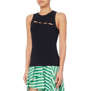 NEW Intermix Sheridan Knit Cut Out Navy Tank Top